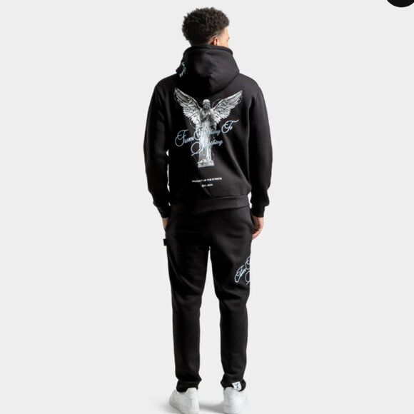 Hoodrich Men's Black OG Vital Graphic Hoodie Sweatshirt Angel Wings White Medium - Picture 7 of 11